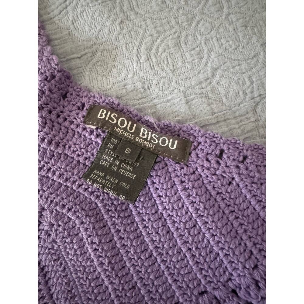 Vintage Bisou Bisou Purple Crochet Tank Halter Top Y2K Boho 90s Sz S - Picture 6 of 6